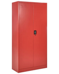 Beliani Red Steel Home Office Storage Cabinet, 2 Doors, 5 Shelves, W90 X D40 X H184Cm - thumbnail 3