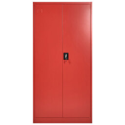 Beliani Red Steel Home Office Storage Cabinet, 2 Doors, 5 Shelves, W90 X D40 X H184Cm - thumbnail 1