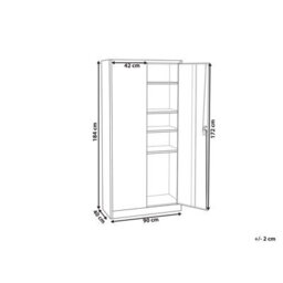 Beliani Red Steel Home Office Storage Cabinet, 2 Doors, 5 Shelves, W90 X D40 X H184Cm - thumbnail 4