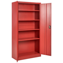 Beliani Red Steel Home Office Storage Cabinet, 2 Doors, 5 Shelves, W90 X D40 X H184Cm - thumbnail 5