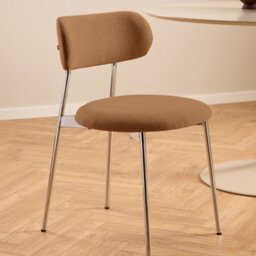 Furniture To Go Lyric Dining Chair In Terracotta Fabric & Chrome Base (Set Of 2)