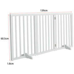 Living And Home 3-Panel White Wooden Folding Pet Playpen Freestanding Pet Gate With Fixed Bracket 60.5Cm H - thumbnail 5