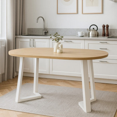 Arian Extendable Dining Table 100 Do180X100 Cm Modern Design With Wooden Legs Stone Oak Cream - image 1