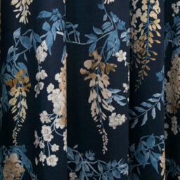 Dreams & Drapes Wisteria Floral Print Pair Of Navy Pencil Pleat Curtains - thumbnail 3