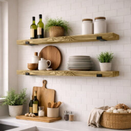 Mkgt Handcrafted Rustic Wooden Floating Shelves, Solid Wood, Made In Uk Wall Mounted Shelf (Dark Oak Set Of 2, 70Cm) - thumbnail 2