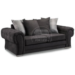 Furnishings For Less UK Milan Fabric 3 Piece Sofa Suite Black Scatter Back Chesterfield Style - thumbnail 2