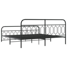 Berkfield Metal Bed Frame Without Mattress With Footboard Black 200X200Cm - thumbnail 6