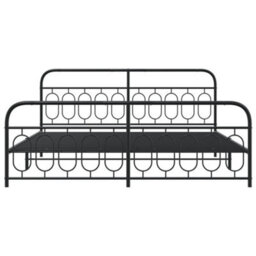 Berkfield Metal Bed Frame Without Mattress With Footboard Black 200X200Cm - thumbnail 4