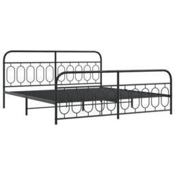 Berkfield Metal Bed Frame Without Mattress With Footboard Black 200X200Cm - thumbnail 3