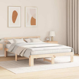 Berkfield Modern Natural Pine Wood Bed Frame Natural Solid Pine Wood 160 X 200 Cm - thumbnail 4