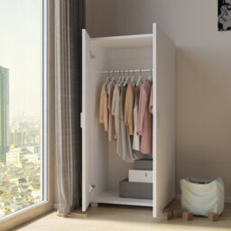 Urbn-Living Urbnliving 130Cm Height White Wardrobe Chest Cabinet Bedside Table 3 Piece Set - thumbnail 3