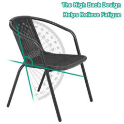 Living And Home Set Of 3 Black 60Cm Cast Aluminum Round Garden Furniture Set Coffee Table And Stackable Chairs - thumbnail 6