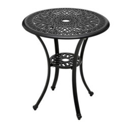 Living And Home Set Of 3 Black 60Cm Cast Aluminum Round Garden Furniture Set Coffee Table And Stackable Chairs - thumbnail 3