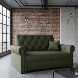 Viva Roma Ii Sofa Bed For Living Room With Sleeping Function Storage Metal Legs Wooden Frame 148X85X98Cm Olive - thumbnail 1