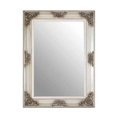 Orsina Baroque Rectangle Silver Wall Mirror,metallic Ornate Floral Framed Hanging Mirror,intricate Silver Mirror - image 1