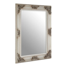Orsina Baroque Rectangle Silver Wall Mirror,metallic Ornate Floral Framed Hanging Mirror,intricate Silver Mirror - thumbnail 2