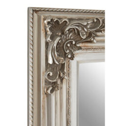 Orsina Baroque Rectangle Silver Wall Mirror,metallic Ornate Floral Framed Hanging Mirror,intricate Silver Mirror - thumbnail 3