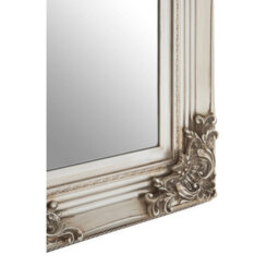 Orsina Baroque Rectangle Silver Wall Mirror,metallic Ornate Floral Framed Hanging Mirror,intricate Silver Mirror - thumbnail 4