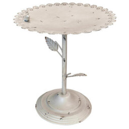 White Miniature Bird Bath Or Seed Feeder - Metal Outdoor Garden Flower Design Water Bowl Or Feeding Station - H36 X 31Cm Diameter - thumbnail 3