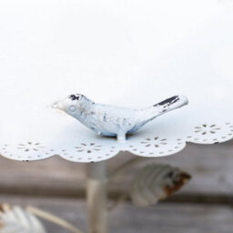 White Miniature Bird Bath Or Seed Feeder - Metal Outdoor Garden Flower Design Water Bowl Or Feeding Station - H36 X 31Cm Diameter - thumbnail 6