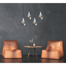 Luminosa Lighting Luminosa Lacrima Bar Pendant Ceiling Light Black, Silver Smoky Glass Shade 4X E27 - thumbnail 2