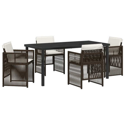 Berkfield Modern Garden Dining Set 5 Pcs Brown Poly Rattan