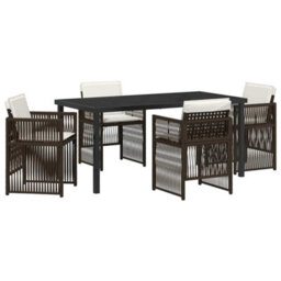Berkfield Modern Garden Dining Set 5 Pcs Brown Poly Rattan