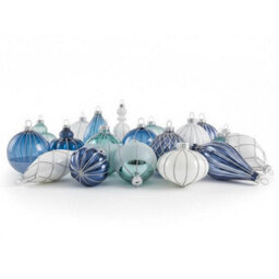 Beliani Set Of 35 Baubles Snowfall Glass Blue