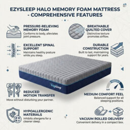 18Cm Memory Foam Mattress Medium Comfort Orthopaedic Mattress With Breathable Fabric And Hypoallergenic Materials - thumbnail 7