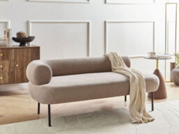 Beliani Left-Hand Chaise Longue Mirmande Fabric Taupe - thumbnail 2