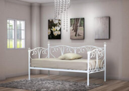 Comfy Living 2Ft6 Christina Metal Day Bed With Crystal Finials In White - thumbnail 2