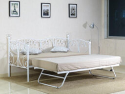 Comfy Living 2Ft6 Christina Metal Day Bed With Crystal Finials In White - thumbnail 1
