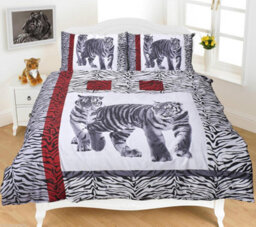 Homes & Linen 3D Animal Effect Quilt Bedding Sets With Pillow Cases Poly Cotton Luxury, Tiger Black