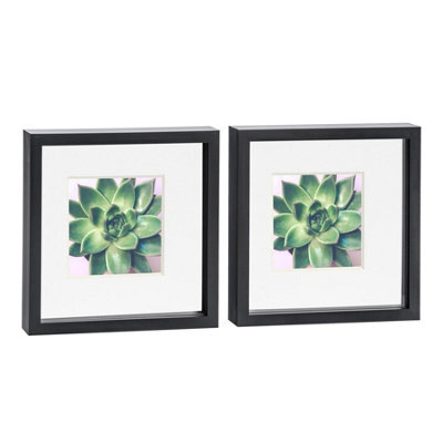 "Nicola Spring 10 X 10"" Photo Frames - Black/white Mount - 3D Picture Frame Box Portrait Display Case (53 X 53Cm) Set Of 2" - image 1