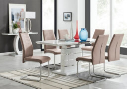 Furniturebox Renato 120Cm High Gloss Extending Dining Table And 6 Cappuccino Lorenzo Chairs - thumbnail 1