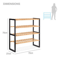 EHC Woodluv 4 Tier Natural Bamboo Shoe Rack Stand Shelf Shelving Hallway, Bedroom, Bathroom, Living Room Organizer Holder Storage - thumbnail 8