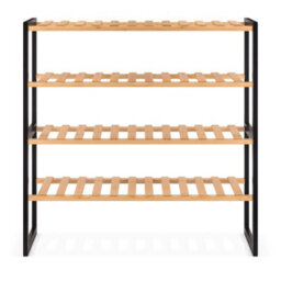 EHC Woodluv 4 Tier Natural Bamboo Shoe Rack Stand Shelf Shelving Hallway, Bedroom, Bathroom, Living Room Organizer Holder Storage - thumbnail 2