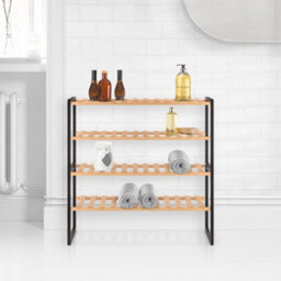 EHC Woodluv 4 Tier Natural Bamboo Shoe Rack Stand Shelf Shelving Hallway, Bedroom, Bathroom, Living Room Organizer Holder Storage - thumbnail 5