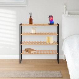 EHC Woodluv 4 Tier Natural Bamboo Shoe Rack Stand Shelf Shelving Hallway, Bedroom, Bathroom, Living Room Organizer Holder Storage - thumbnail 4