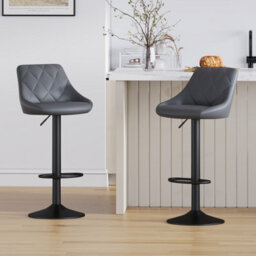 MCC Direct Set Of 2 Height Adjustable Kitchen Bar Stool Breakfast Chairs With Footrest Grey - Stanley - thumbnail 5