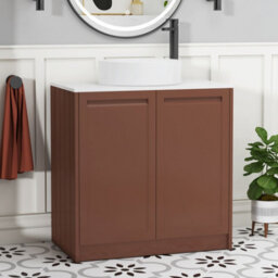 Royal Bathrooms Royal Bathroom Elmore 800mm Terracotta Clay Freestanding Bathroom Vanity Unit 2 Door Plain White Worktop With Art Basin - thumbnail 1