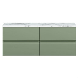Balterley Mavesyn Contemporary 4 Drawer Wall Hung Vanity Unit With Laminate Worktop, Satin Green, 1200mm