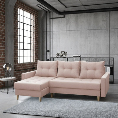 Bodo Modern Scandi Sofa Comfortable Fabric Upholstered Settee Minimalist 3 Seater Couch For Living Room Light Pink - image 1
