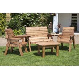 Marlborough Wooden 4 Seater Multi Set With 1 X Bench Cushion Green, 2 X Chair Cushion Green & 1 X Scatter Cushion Green - thumbnail 2
