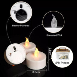 Geezy 24Pcs Led Tea Lights Battery Operated Candles Warm White Flameless Flickering - thumbnail 3