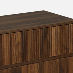 Sweeek - 3-Drawer Chest With Grooved Wooden Detail Linear Dark Wood Colour 80X40X80 Cm - thumbnail 2
