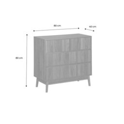 Sweeek - 3-Drawer Chest With Grooved Wooden Detail Linear Dark Wood Colour 80X40X80 Cm - thumbnail 7