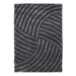 Charcoal Abstract Shaggy Rug, Anti-Shed Handmade Rug, Modern Rug For Bedroom, Living Room, & Dining Room-80Cm X 150Cm - thumbnail 1