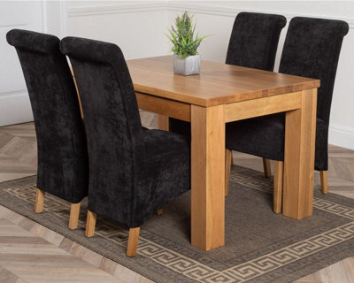 That's Furniture Dakota 127 X 82 Cm Chunky Oak Small Dining Table And 4 Chairs Dining Set With Montana Black Fabric Chairs - image 1