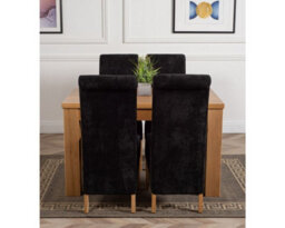 That's Furniture Dakota 127 X 82 Cm Chunky Oak Small Dining Table And 4 Chairs Dining Set With Montana Black Fabric Chairs - thumbnail 2